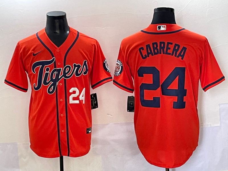Men 2025 Detroit Tigers #24 Cabrera Orange Game Nike MLB Jersey style 2->detroit tigers->MLB Jersey